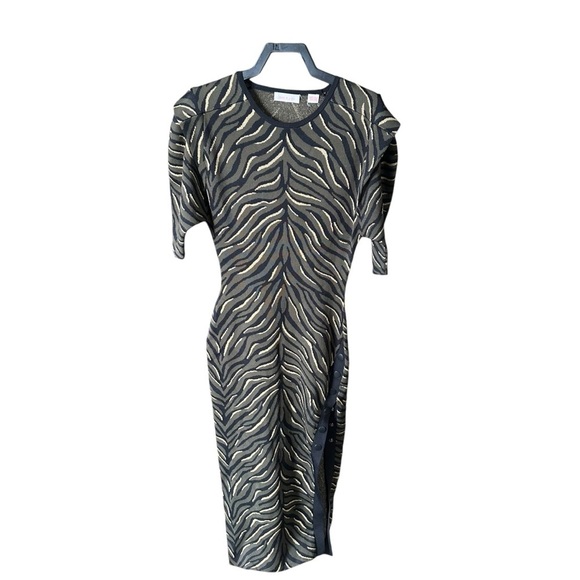 Sass & Bide Midi Dress Movement of Sound: animal print, button slot NWOT XS - Picture 3 of 10